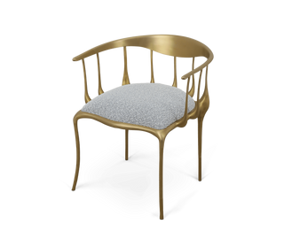 No 11 Satin Matte Gold Surrealist Dining Chair