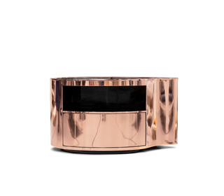 Wave Organic Curved Polished Metal Modern Luxury Nightstand