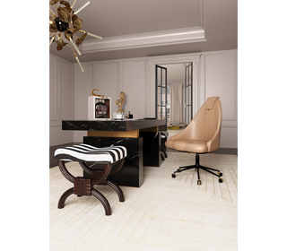 Atlas Diamond Stitch Leather Executive Office Chair with Brass Base