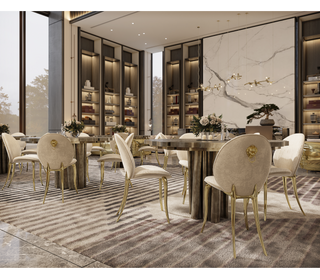 Soleil Curved Brass Modern Luxury Dining Chair
