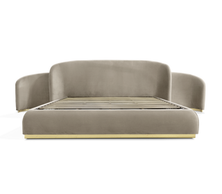 Odette Curved Velvet Polished Brass Luxury King Bed