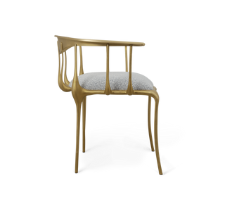 No 11 Satin Matte Gold Surrealist Dining Chair