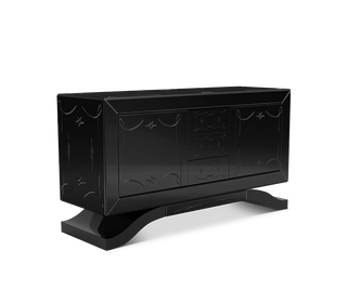 Metropolitan Luxury Mirrored Sideboard – Modern Black Buffet Cabinet with Storage