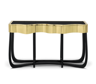 Sinuous Consoles Patina Brass Wave Entryways Cabinet Table