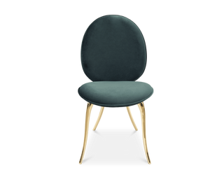 Soleil Curved Brass Modern Luxury Dining Chair
