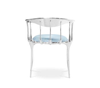 No 11 Silver Polished Brass Surrealist Light Blue Dining Chair