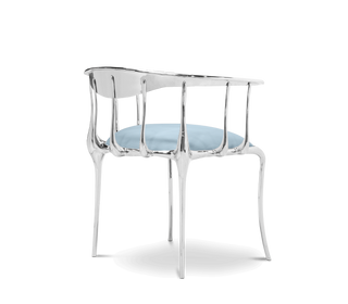 No 11 Silver Polished Brass Surrealist Light Blue Dining Chair