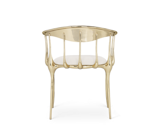 No 11 Cream Velvet Surrealist Polished Gold Dining Chair