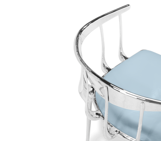 No 11 Silver Polished Brass Surrealist Light Blue Dining Chair