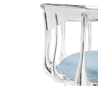 No 11 Silver Polished Brass Surrealist Light Blue Dining Chair