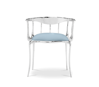No 11 Silver Polished Brass Surrealist Light Blue Dining Chair