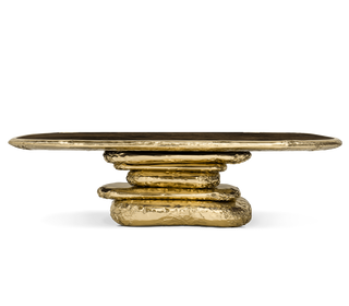 Stonehenge Marble & Brass Dining Table