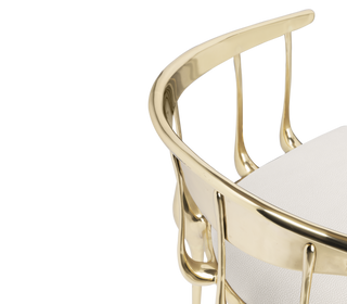 No 11 Cream Velvet Surrealist Polished Gold Dining Chair