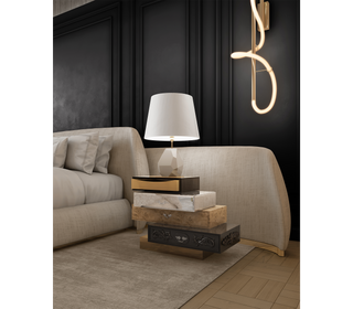Odette Curved Velvet Polished Brass Luxury King Bed