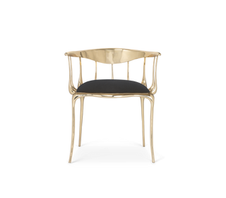 No11  Surrealist Polished Gold Cast Brass Dining Chair