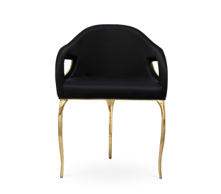 Chandra Cutout Polished Brass Velvet Dining Chair