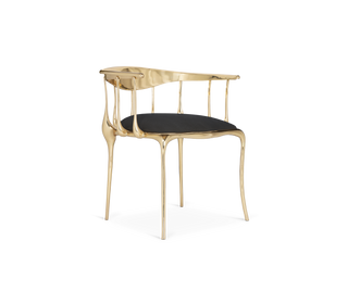 No11  Surrealist Polished Gold Cast Brass Dining Chair