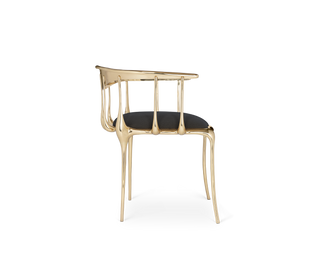 No11  Surrealist Polished Gold Cast Brass Dining Chair