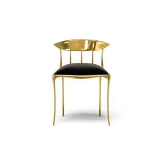 No11  Surrealist Polished Gold Cast Brass Dining Chair