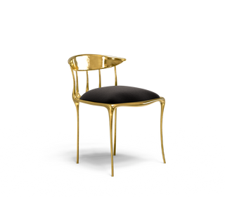 No11  Surrealist Polished Gold Cast Brass Dining Chair