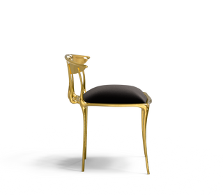 No11  Surrealist Polished Gold Cast Brass Dining Chair