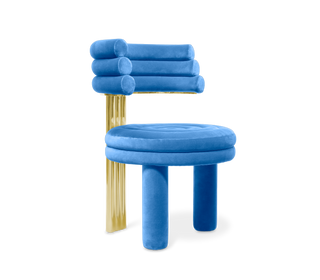 Kerr Tiered Velvet Polished Brass Dining Chair