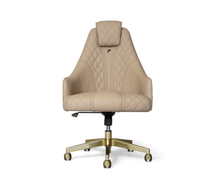 Atlas Diamond Stitch Leather Executive Office Chair with Brass Base