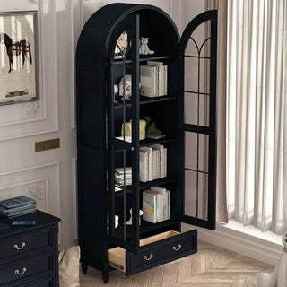 Hattie II Classical European Design Wood & Glass Tall Display Cabinet