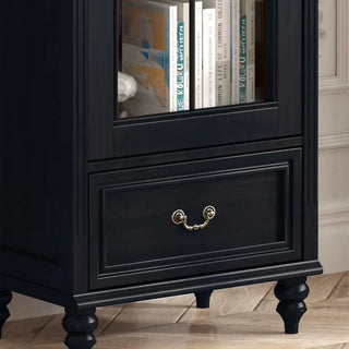 Hattie II Classical European Design Wood & Glass Tall Display Cabinet