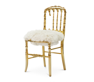 Emporium Fur Surrealist Gold Plated Luxury Chair with Soft Fluffy White Seat
