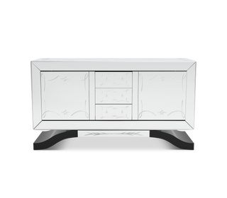 Metropolitan Luxury Mirrored Sideboard – Modern Black Buffet Cabinet with Storage