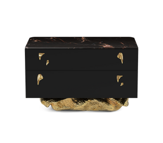 Angra Organic Brass Base Marble Top Luxury Nightstand