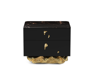 Angra Small Organic Gold Base Marble Top Luxury Nightstand