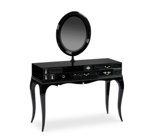 Melrose Dressing Consoles Table with Black Gloss Entryways Cabinet Table