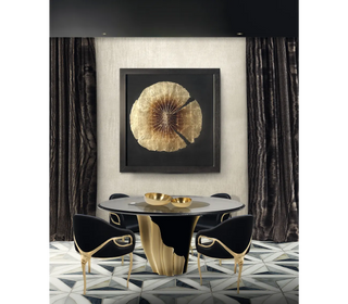 Yasmine Round Glass Dining Table – Smoked Top, Solid Wood Base