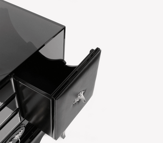 Brooklyn Baroque High Gloss Black Luxury Bedside Nightstand