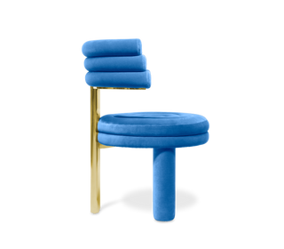 Kerr Tiered Velvet Polished Brass Dining Chair