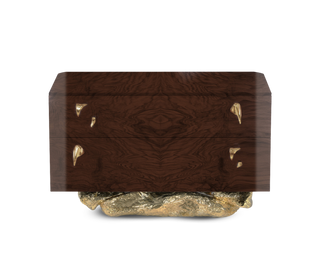 Angra Walnut Root Organic Gold Base Luxury Nightstand