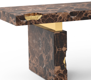 Empire Cracked Brass Inlay Marble Luxury Desk