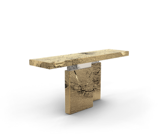 Empire Consoles Hammered Gilded Brass Entryways Cabinet Table