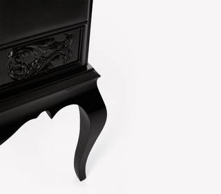 Brooklyn Baroque High Gloss Black Luxury Bedside Nightstand