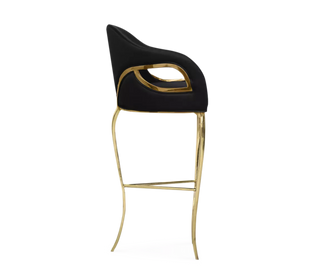 Chandra Curved Cutout Polished Brass High Back Bar Stool
