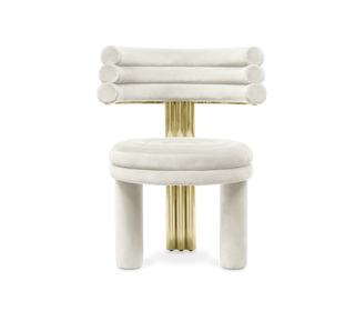 Kerr Tiered Velvet Polished Brass Dining Chair