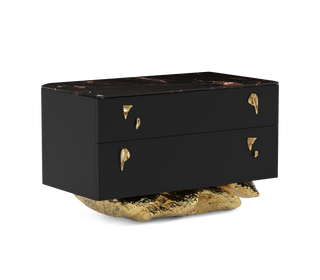 Angra Organic Brass Base Marble Top Luxury Nightstand