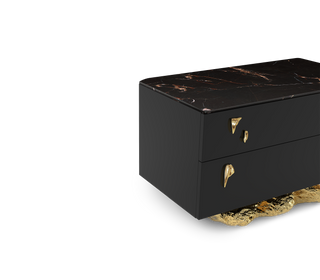 Angra Organic Brass Base Marble Top Luxury Nightstand