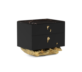 Angra Small Organic Gold Base Marble Top Luxury Nightstand