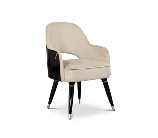 Collins with Armrest II Velvet Luxury Lacquered Dining Chair