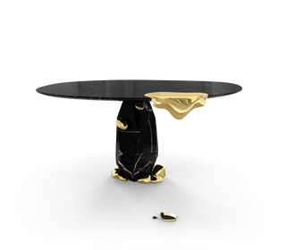 Diamond Marble & Brass Round Dining Table