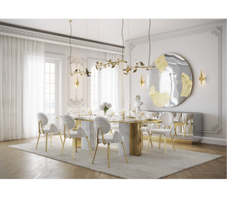 Althea Bouclé Sculptural Polished Gold Luxury Dining Chair