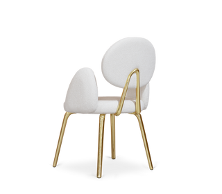 Althea Bouclé Sculptural Polished Gold Luxury Dining Chair